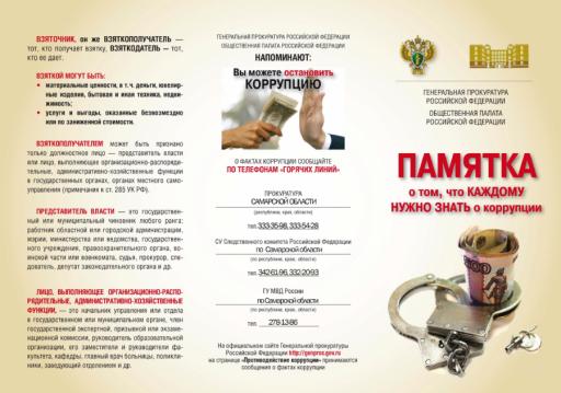Памятка по противодействию коррупции